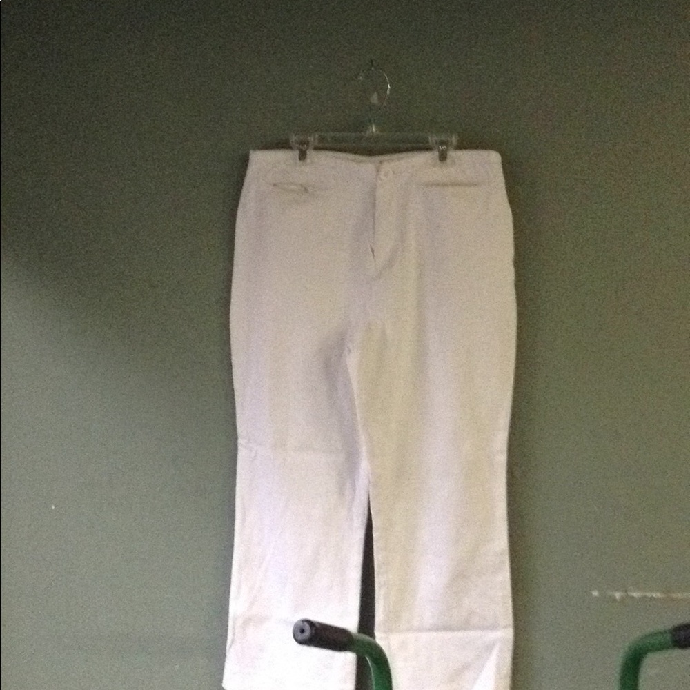 White long Capri.  Dressy fabric.